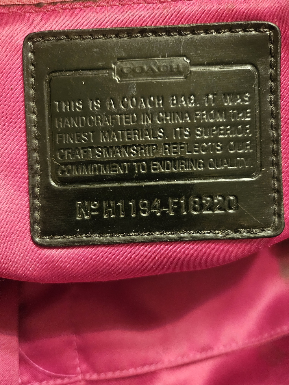 Coach Plaid Signature Tote Bag in Black/Pink - Picture 3 of 13